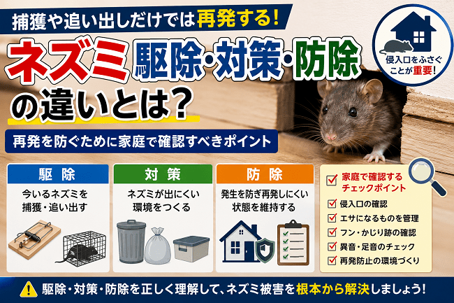 ネズミ駆除・対策・防除の違いとは？再発を防ぐために家庭で確認すべきポイントのリキャプチャ画像を作成