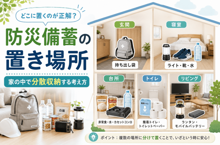 防災備蓄の置き場所はどこが正解?家の中で分散収納する考え方
