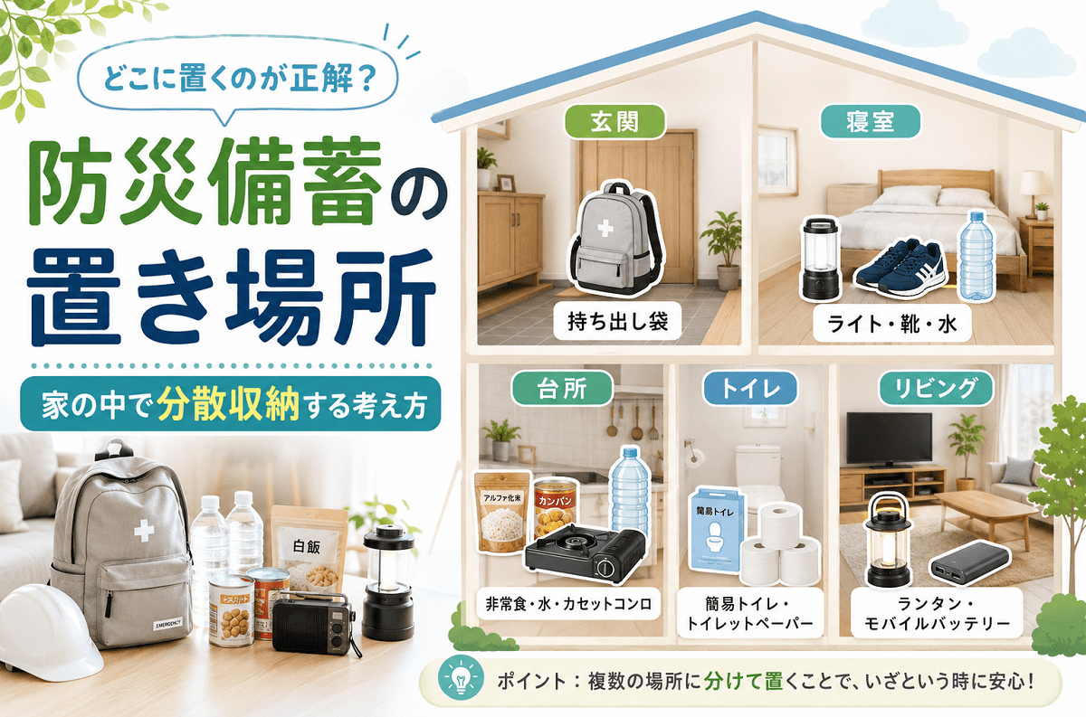 防災備蓄の置き場所はどこが正解？家の中で分散収納する考え方