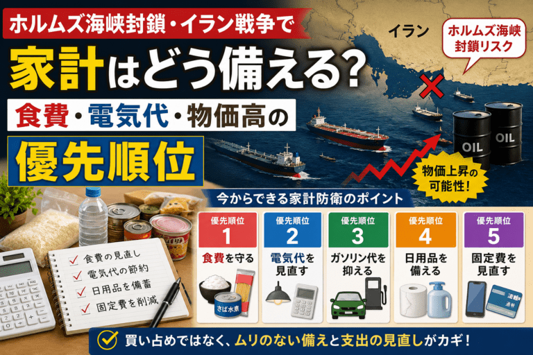 ホルムズ海峡封鎖・イラン戦争で家計はどう備える?食費・電気代・物価高の優先順位