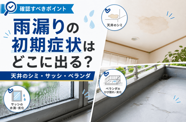 雨漏りの初期症状はどこに出る？天井のシミ・サッシ・ベランダで確認すべきポイント