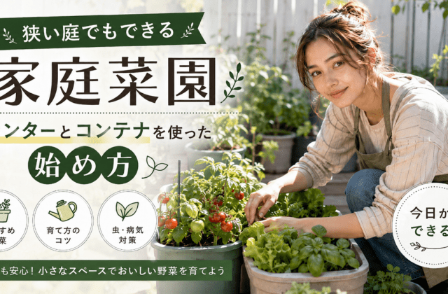 狭い庭でもできる家庭菜園|プランターとコンテナを使った始め方のアイキャッチ画像