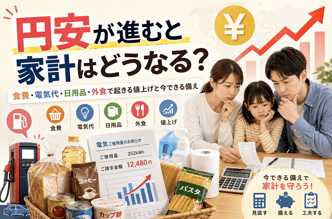 円安が進むと家計はどうなる？食費・電気代・日用品・外食で起きる値上げと今できる備え
