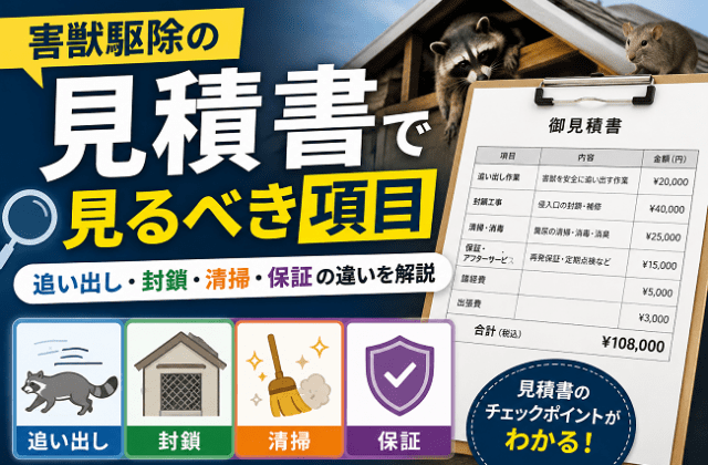 害獣駆除の見積書で見るべき項目｜追い出し・封鎖・清掃・保証の違いを解説