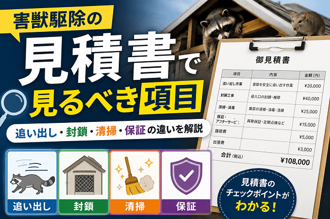 害獣駆除の見積書で見るべき項目｜追い出し・封鎖・清掃・保証の違いを解説