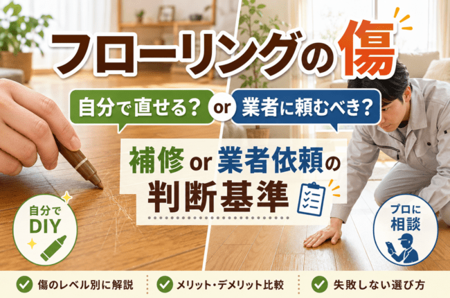 フローリングの傷は自分で直せる？補修で済むケースと業者に頼むべき判断基準のアイキャッチ画像