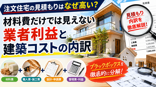 注文住宅の見積もりはなぜ高い？材料費だけでは見えない業者利益と建築コストの内訳のアイキャッチ画像