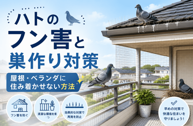 ハトのフン害と巣作り対策｜屋根・ベランダに住み着かせない方法