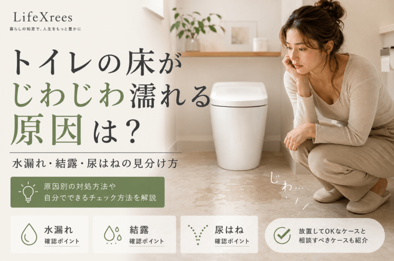 トイレの床がじわじわ濡れる原因は？水漏れ・結露・尿はねの見分け方