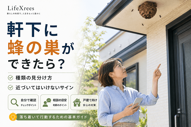 軒下に蜂の巣ができたらどうする？種類の見分け方と近づいてはいけないサイン