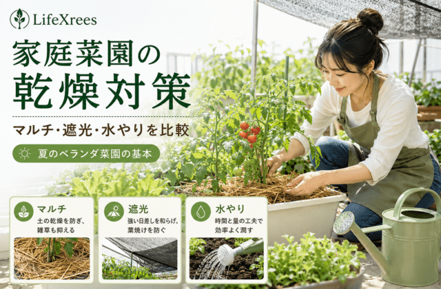 家庭菜園の乾燥対策｜マルチ・遮光・水やりを比較