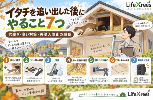 イタチを追い出した後にやること7つ｜穴塞ぎ・臭い対策・再侵入防止の順番