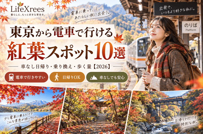 東京から電車で行ける紅葉スポット10選|車なし日帰り・乗り換え・歩く量【2026】