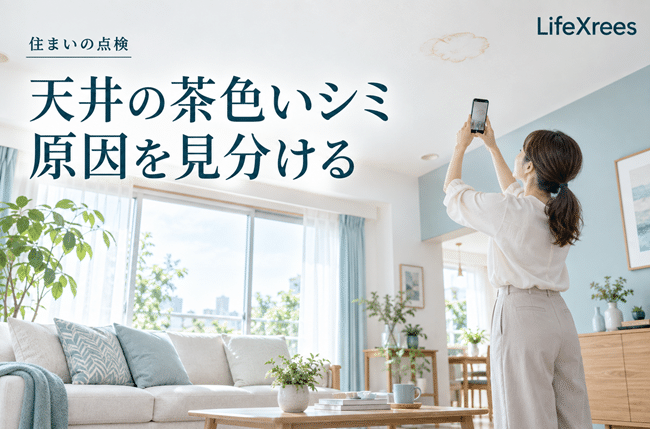天井に茶色いシミができた原因は？雨漏り・結露・配管漏水・害獣の尿を見分ける方法